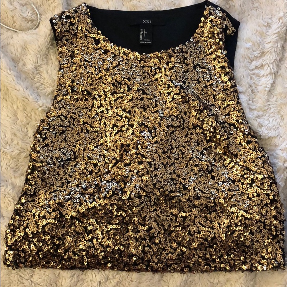 gold sequin top